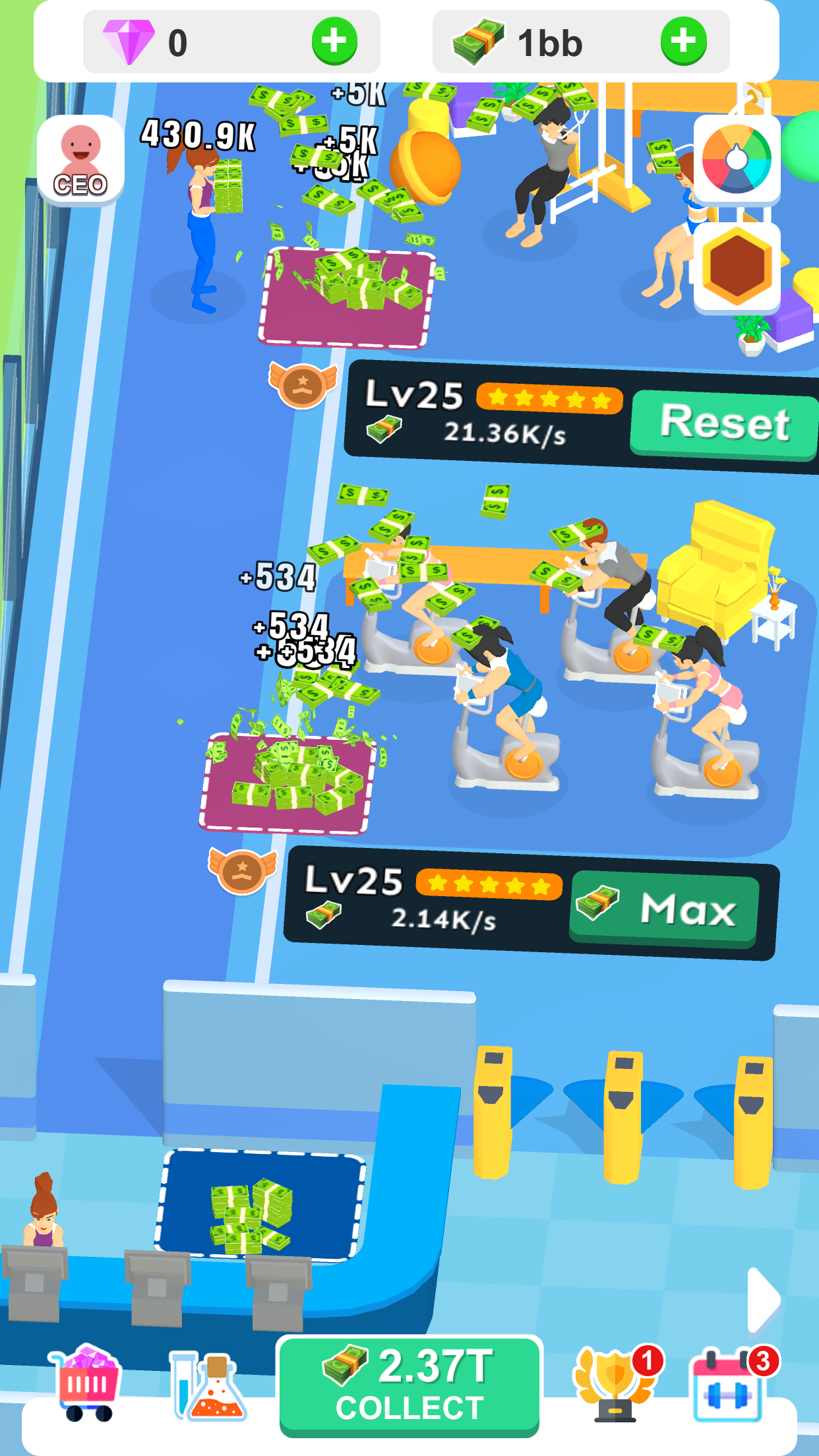 Idle Workout Tycoon Game Screenshot