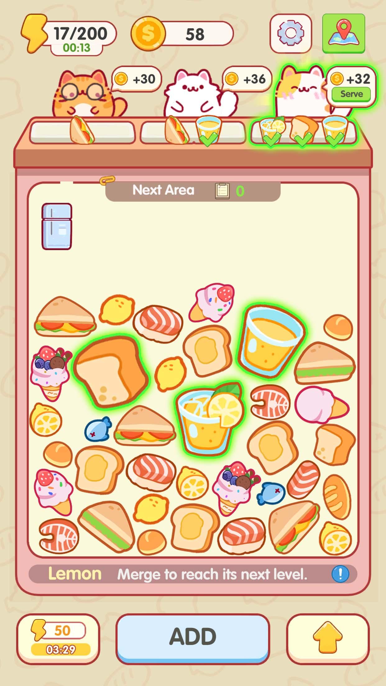 Cuplikan Layar Game Kitty Chef - Merge Order