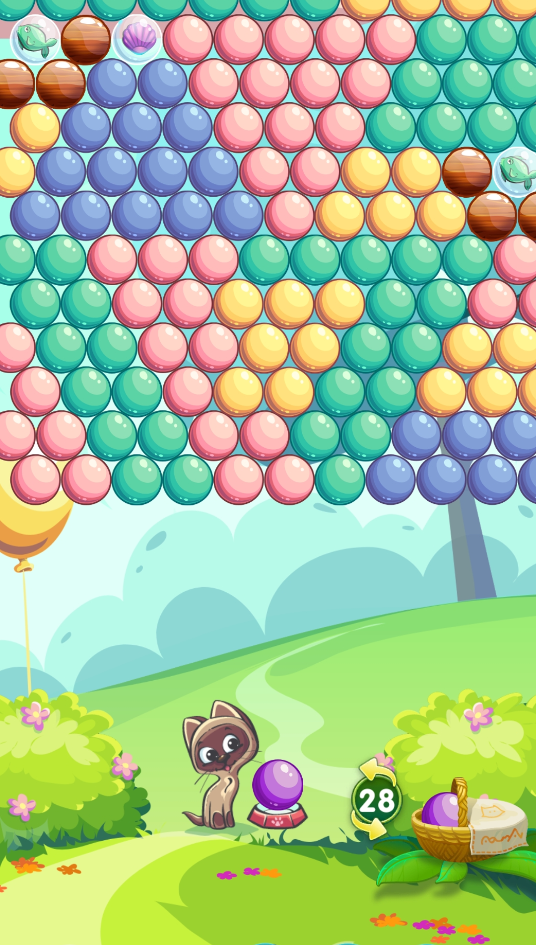 Cuplikan Layar Game Bubble Shooter - Cat's Picnic