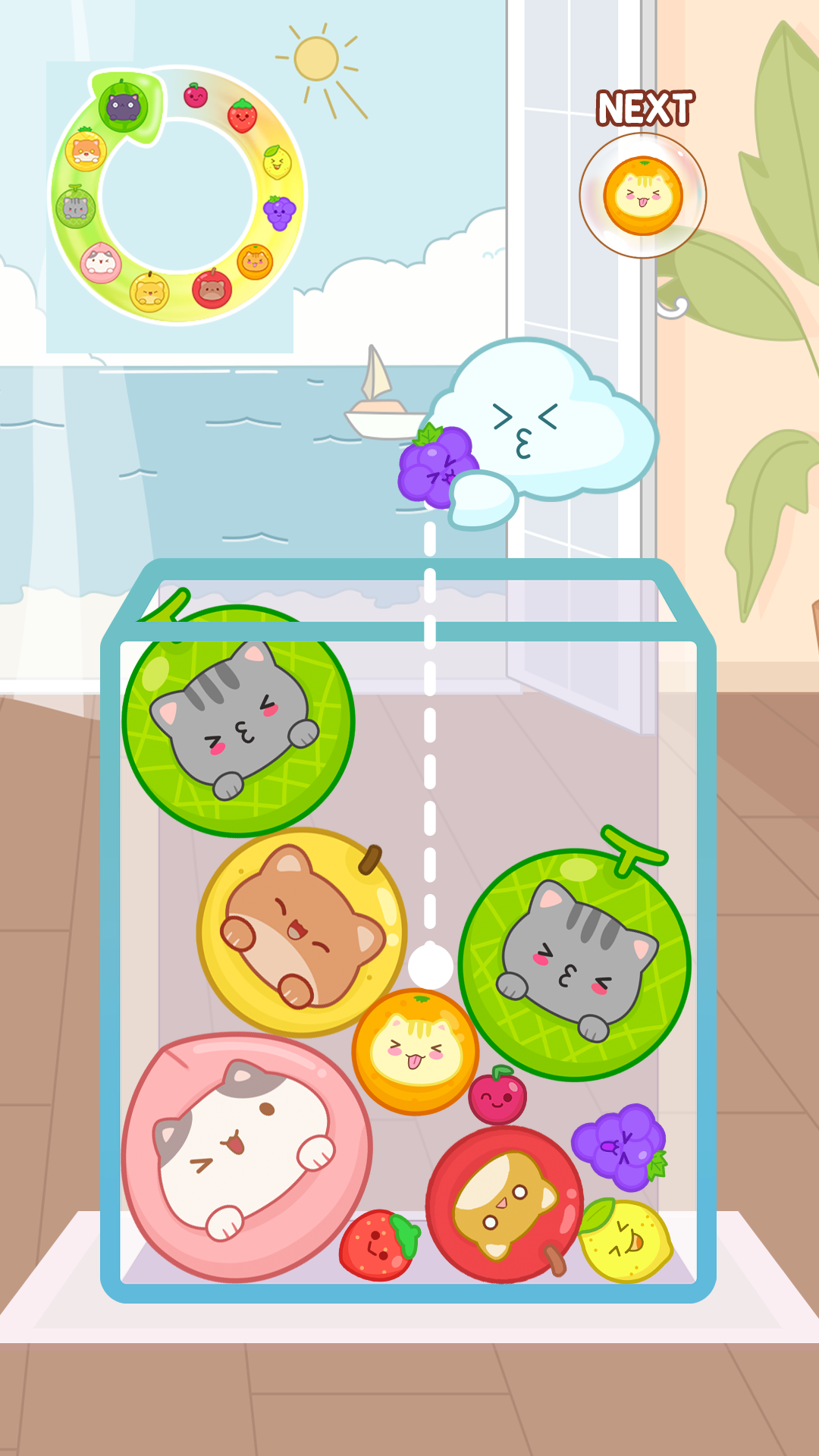 Merge Cat Fruit: Merge Game Game Screenshot