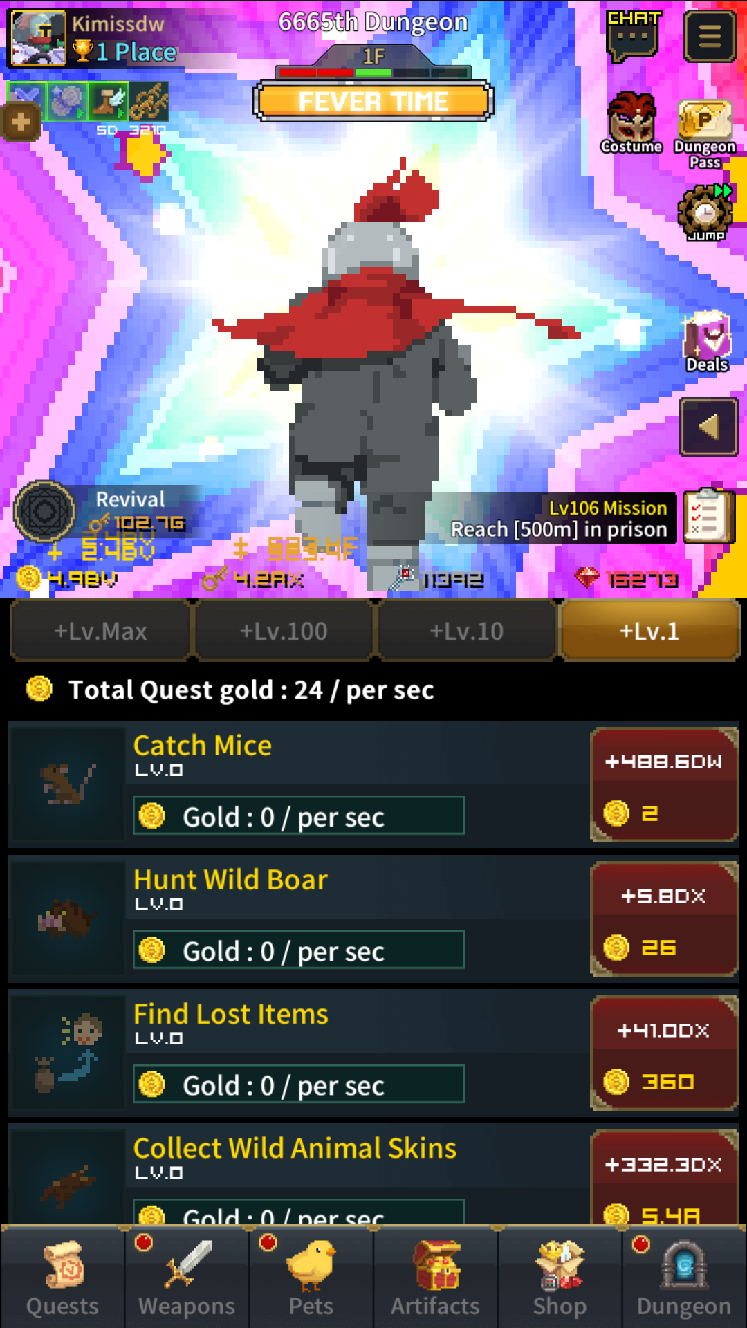 Captura de Tela do Jogo Retro Hero Mr Kim : Idle RPG