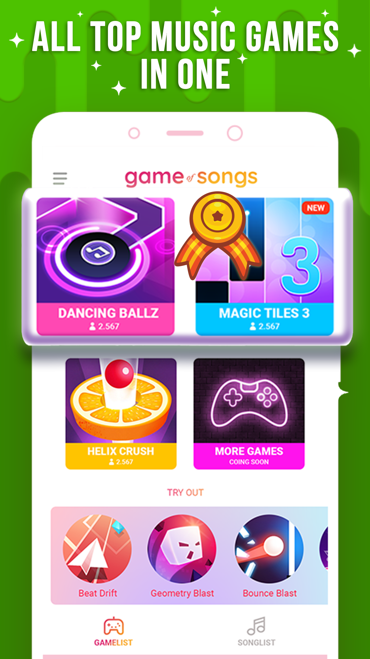 Game of Songs - Play most popular musics and gamesのキャプチャ