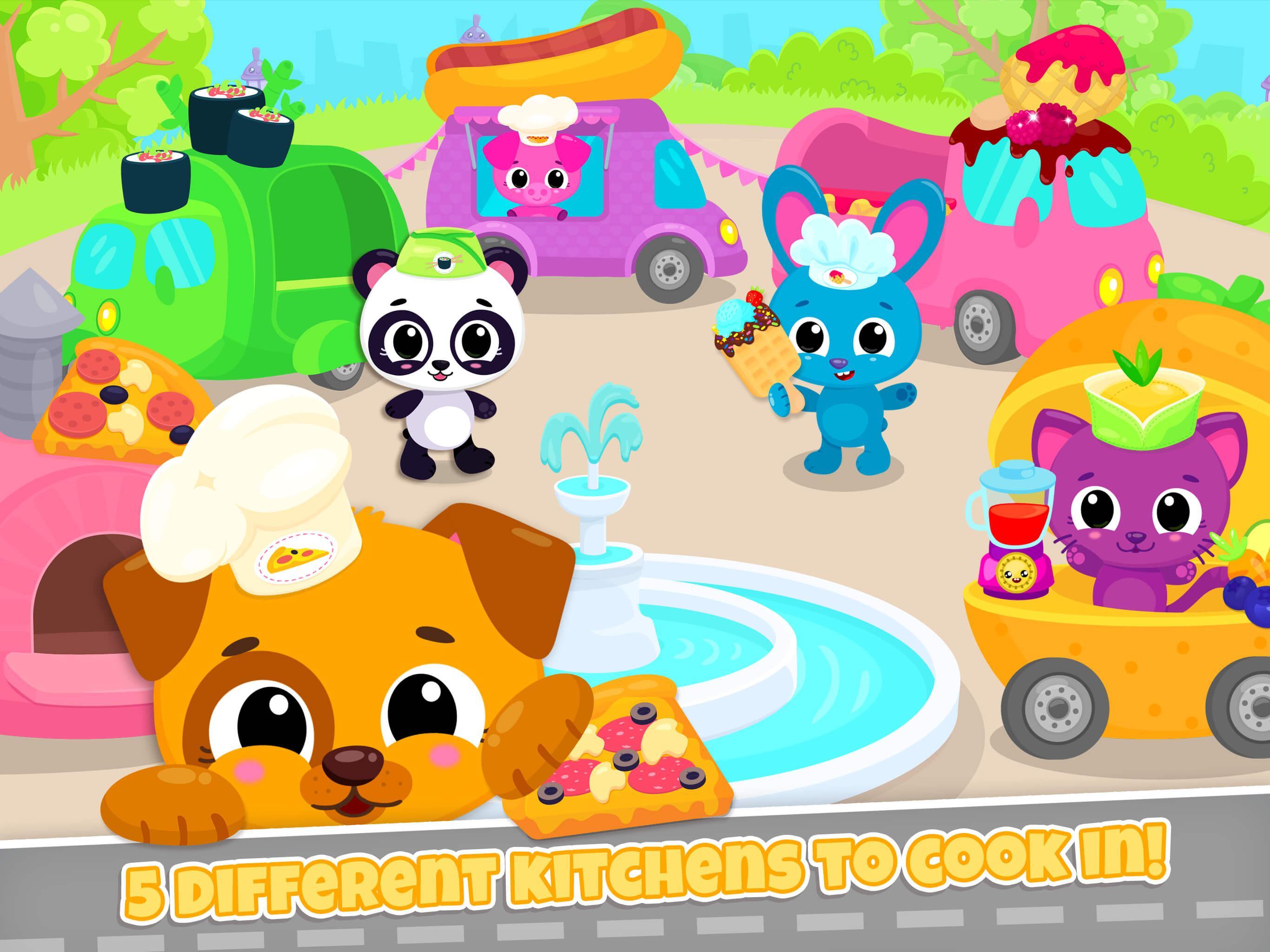 Cute & Tiny Food Trucks - Cooking with Baby Pets Game Screenshot