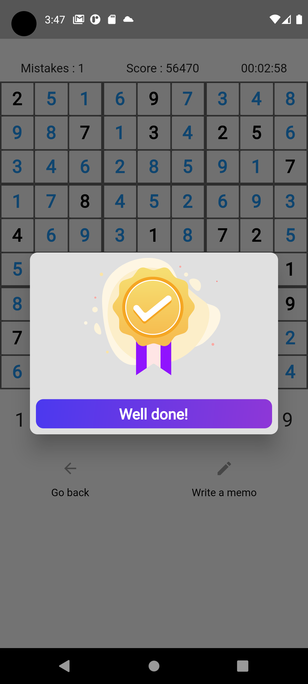Cuplikan Layar Game Sudoku DUDU