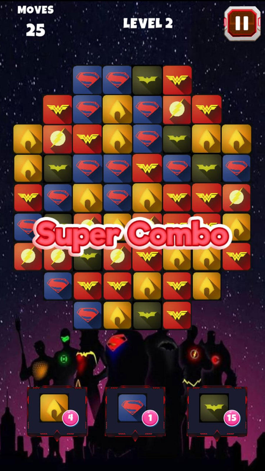 Superheroes Saga: Match 3 Game Game Screenshot