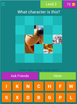 Cartoon Character Quiz Game Game Screenshot