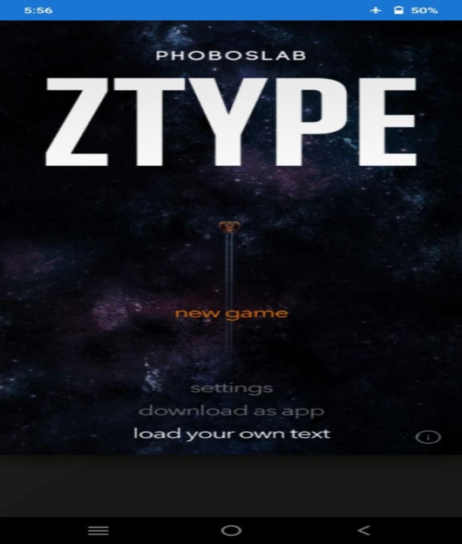 Screenshot of ZTypeTypingGame