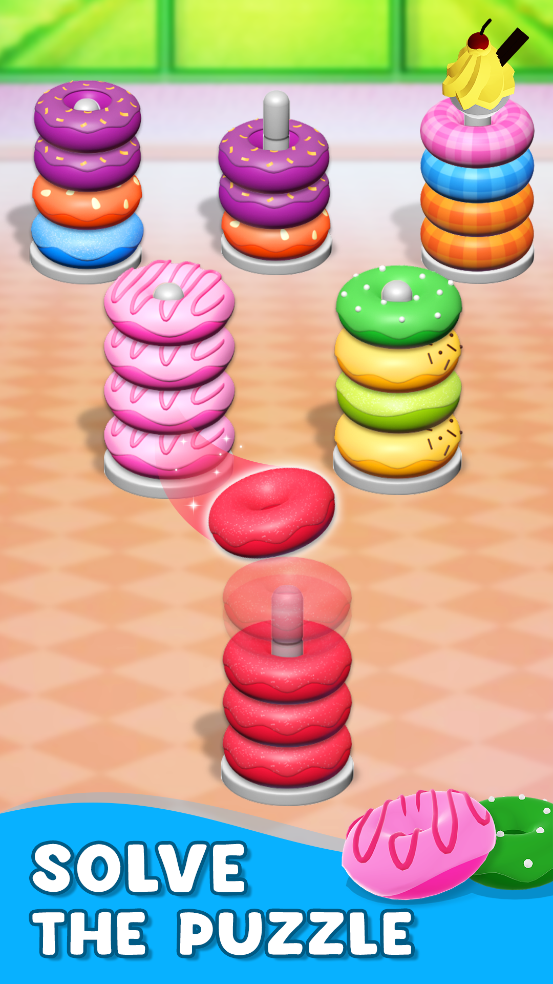 Hoop Stack - Donut Color Sort ゲームのスクリーンショット