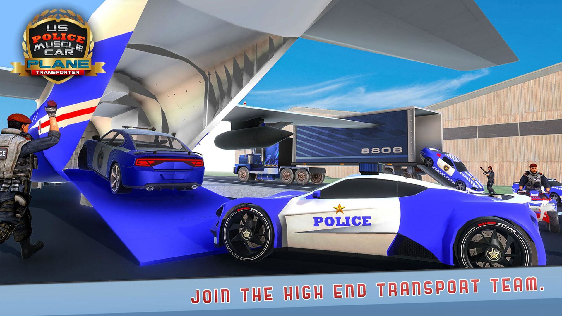 Screenshot of US Police Muscle Car Cargo Plane Flight Simulator