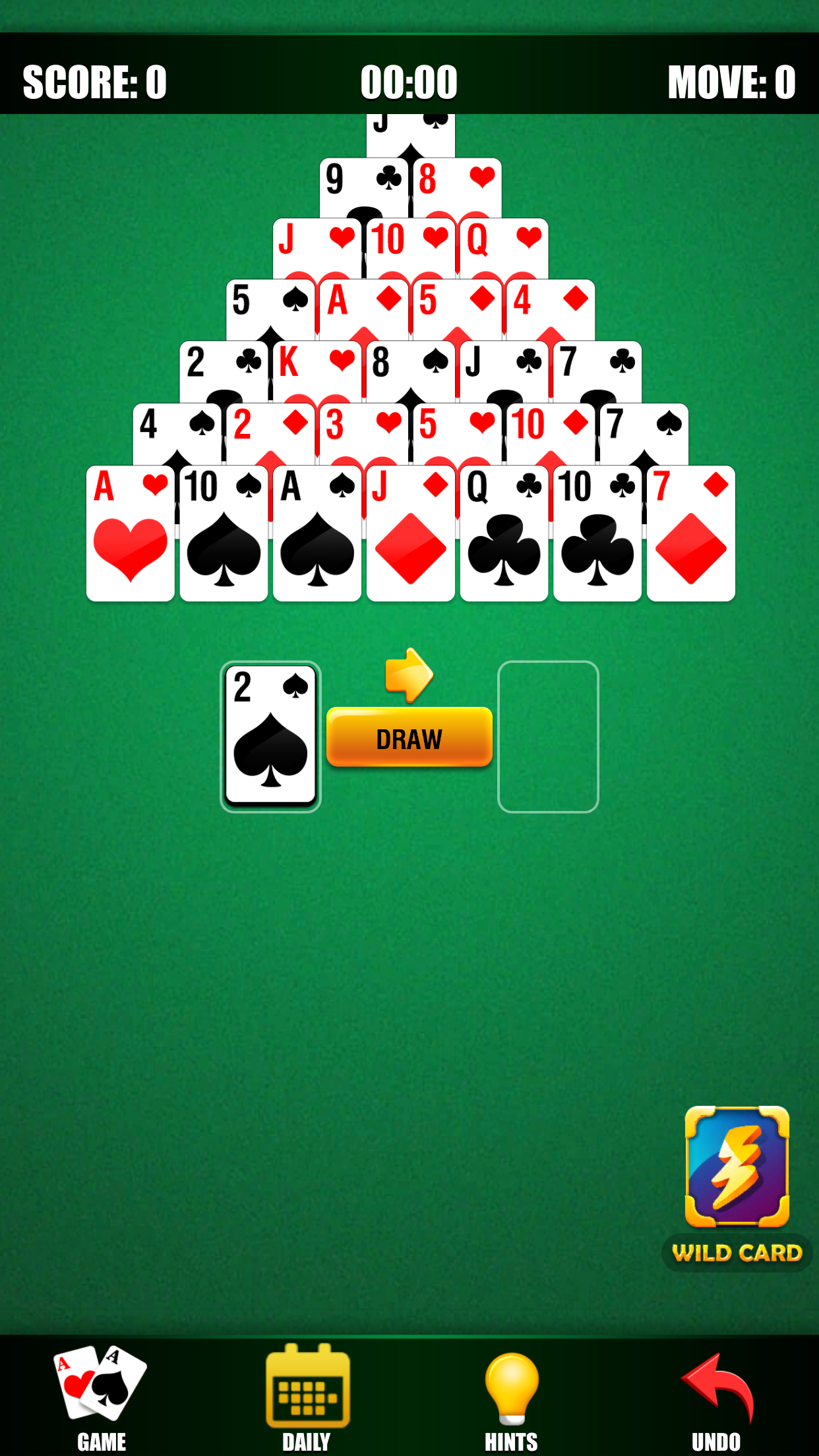 Screenshot of Pyramid Solitaire Daily Cards