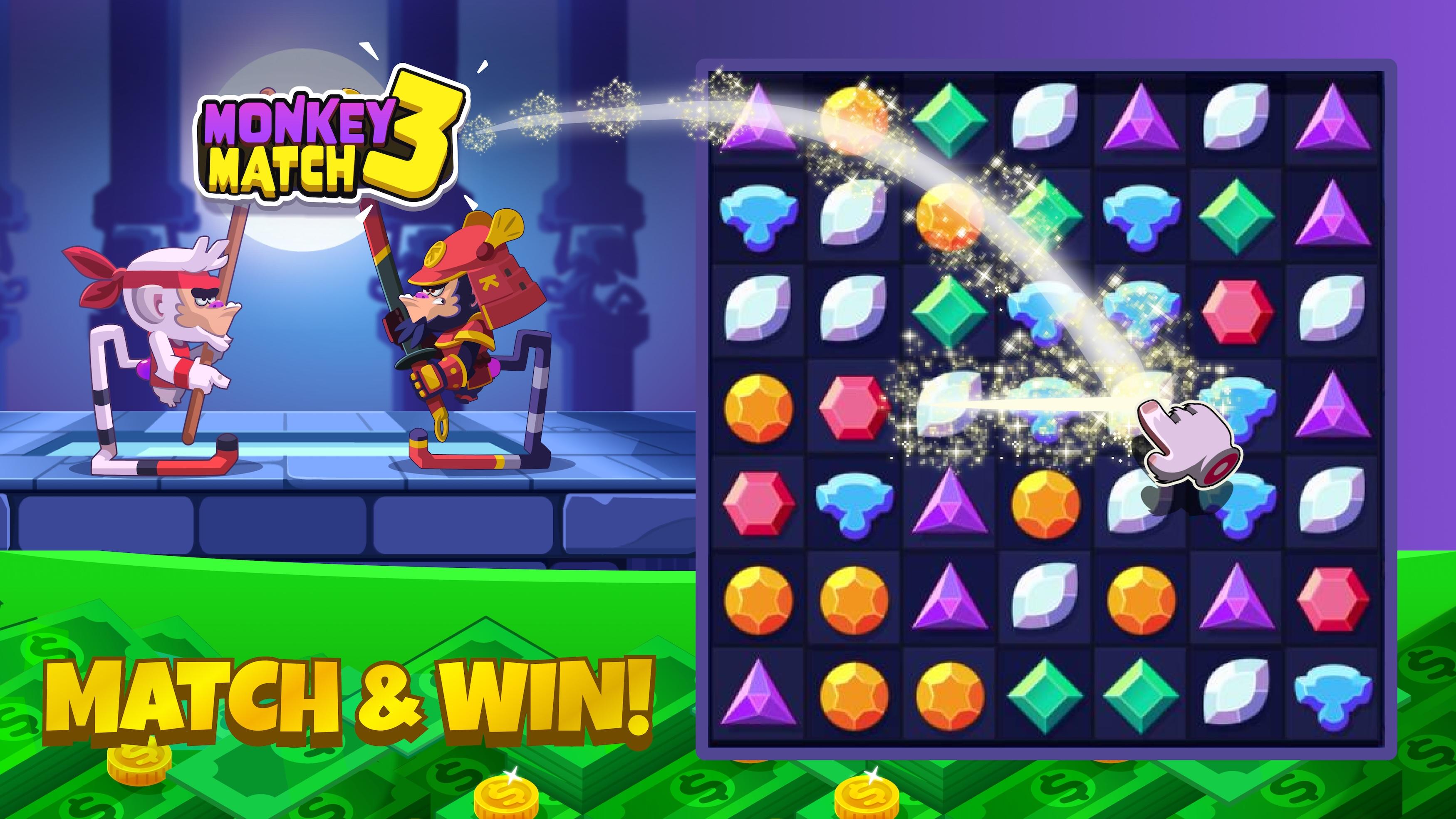 Monkey Match 3: Money Game Game Screenshot
