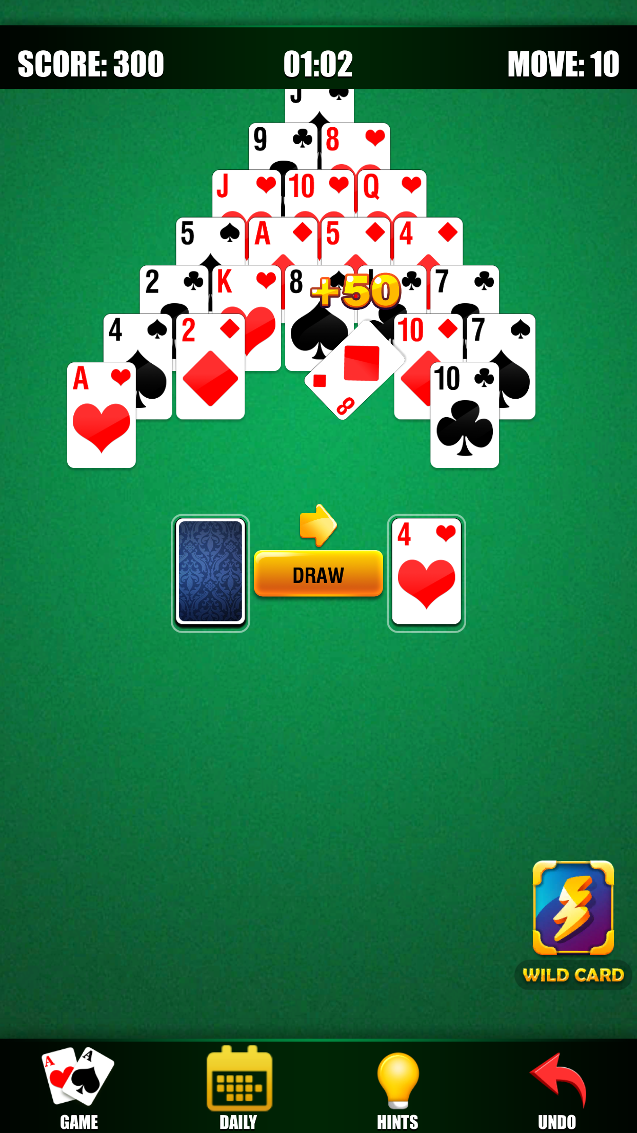 Screenshot of Pyramid Solitaire Daily Cards