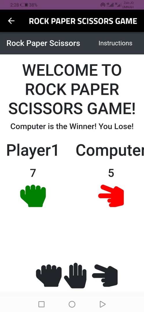ROCK PAPER SCISSORS GAME ภาพหน้าจอเกม