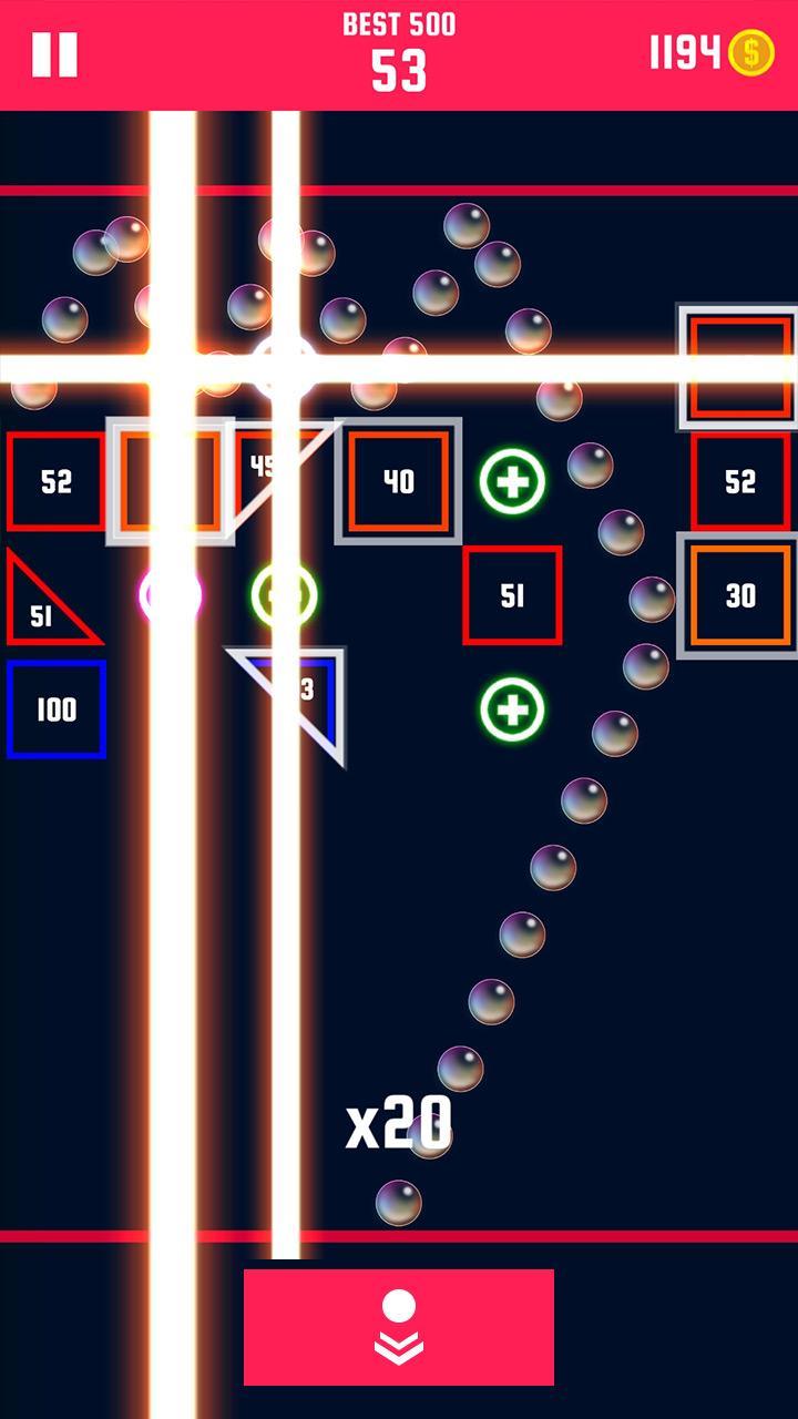 Screenshot 1 of Vụ nổ khối đèn neon: Trò chơi phá gạch cổ điển 1.0.31
