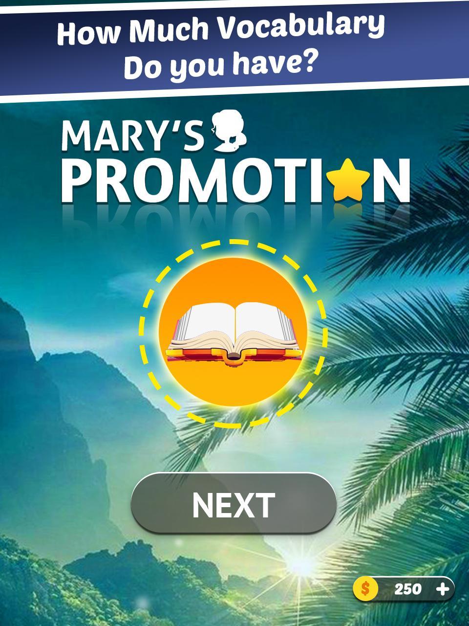 Screenshot of Mary’s Promotion - Word Game