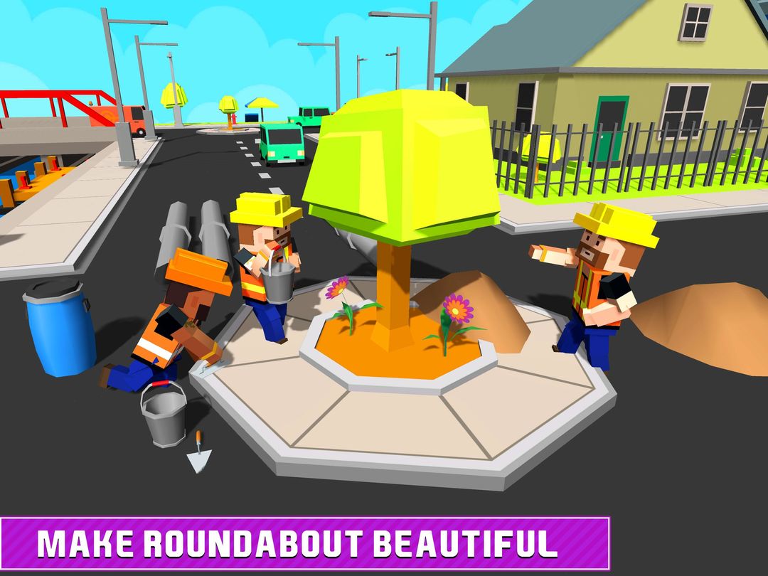 Blocky 고속도로 도로 빌딩 게임 스크린 샷