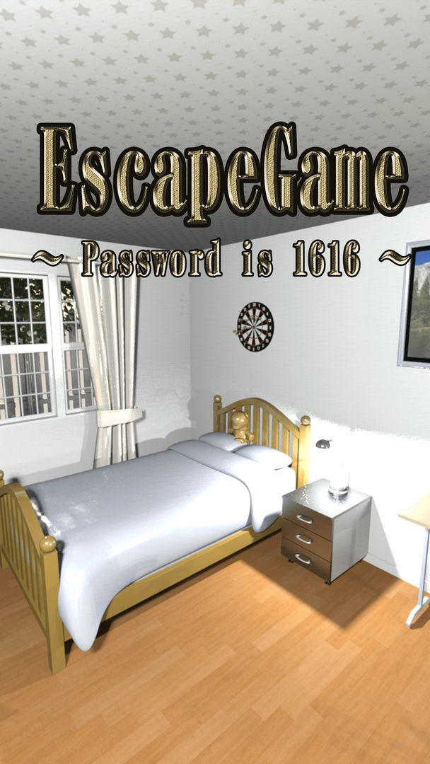 Screenshot of Room Escape: Password is 1616
