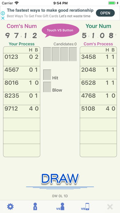 VersusHit&Blow Game Screenshot