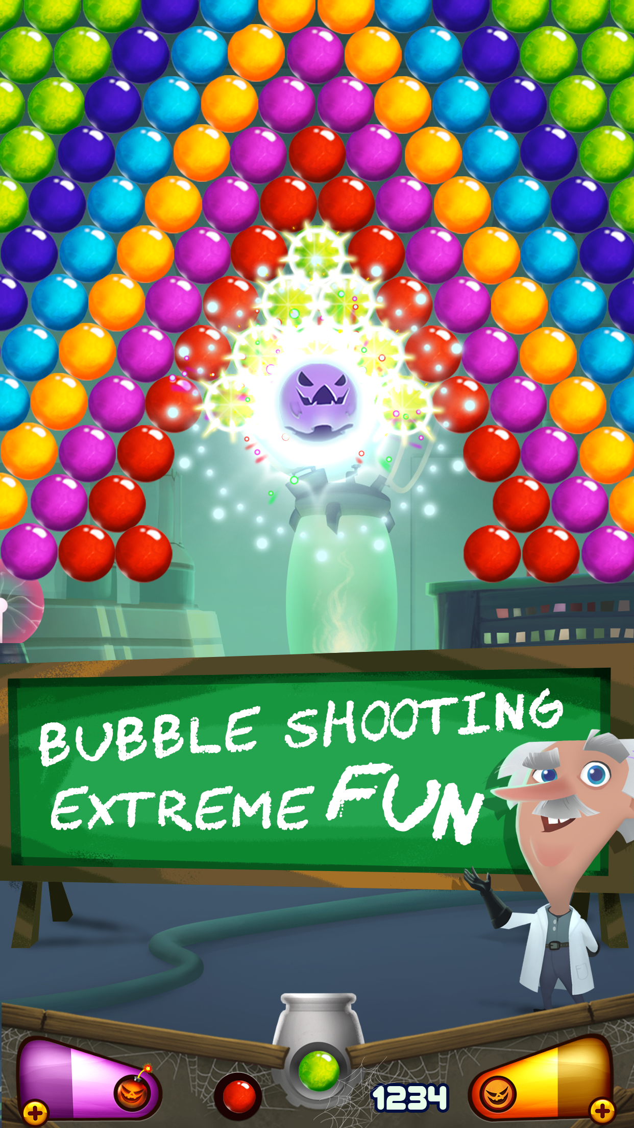 Crazy Scientist Bubble Shooter Game Screenshot
