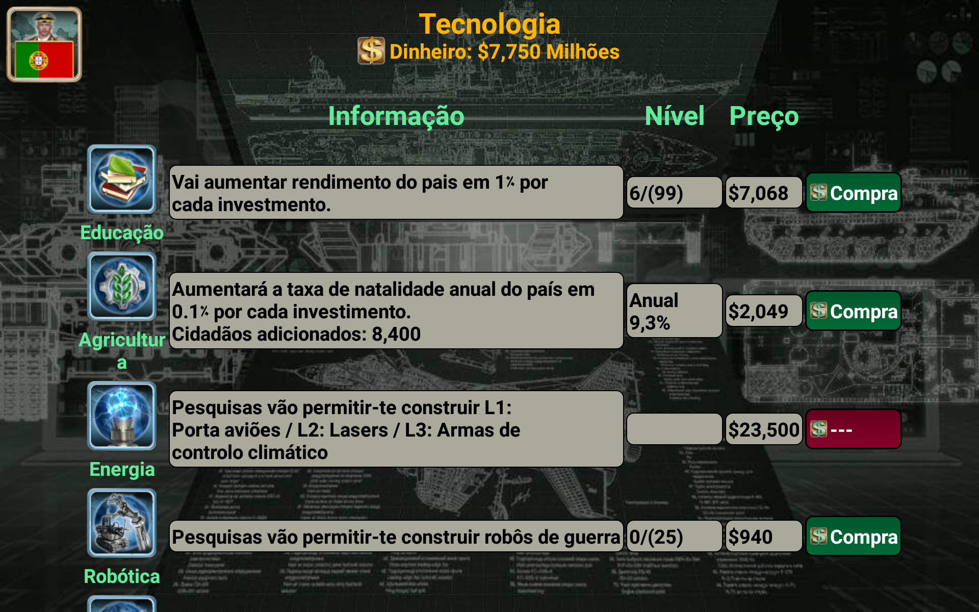 Captura de Tela do Jogo Império Europa