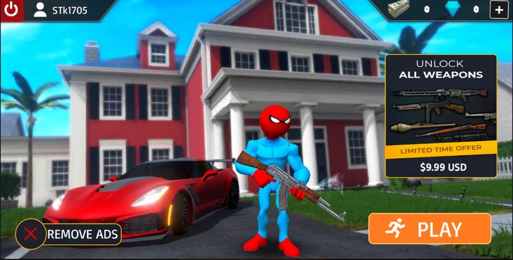 Screenshot 1 of Spider Stickman Rope Hero Open World City Gangster 1.4
