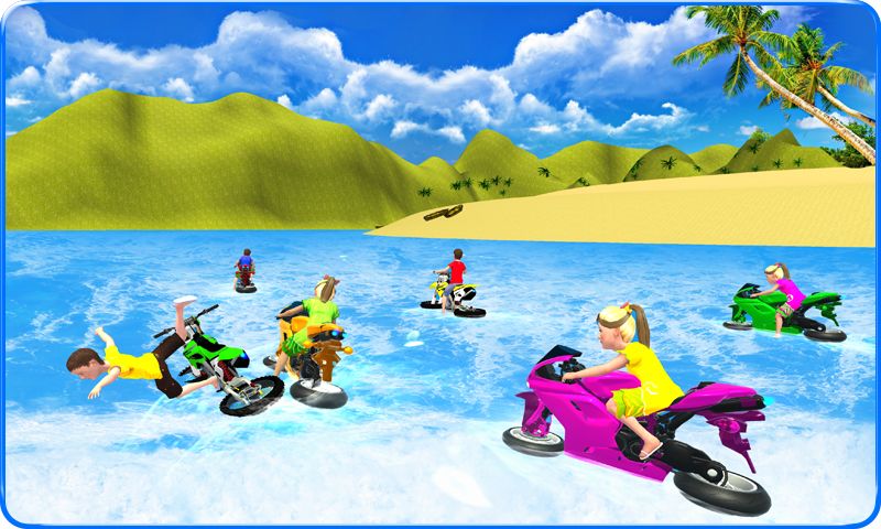 Kids Water Surfing Bike Racing ภาพหน้าจอเกม