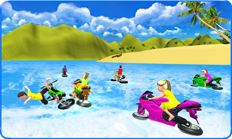 Captura de Tela do Jogo Kids Water Surfing Bike Racing