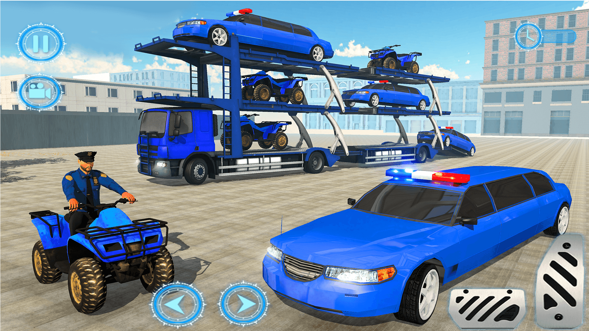 US Police limousine Car Quad Bike Transporter Game Game Screenshot