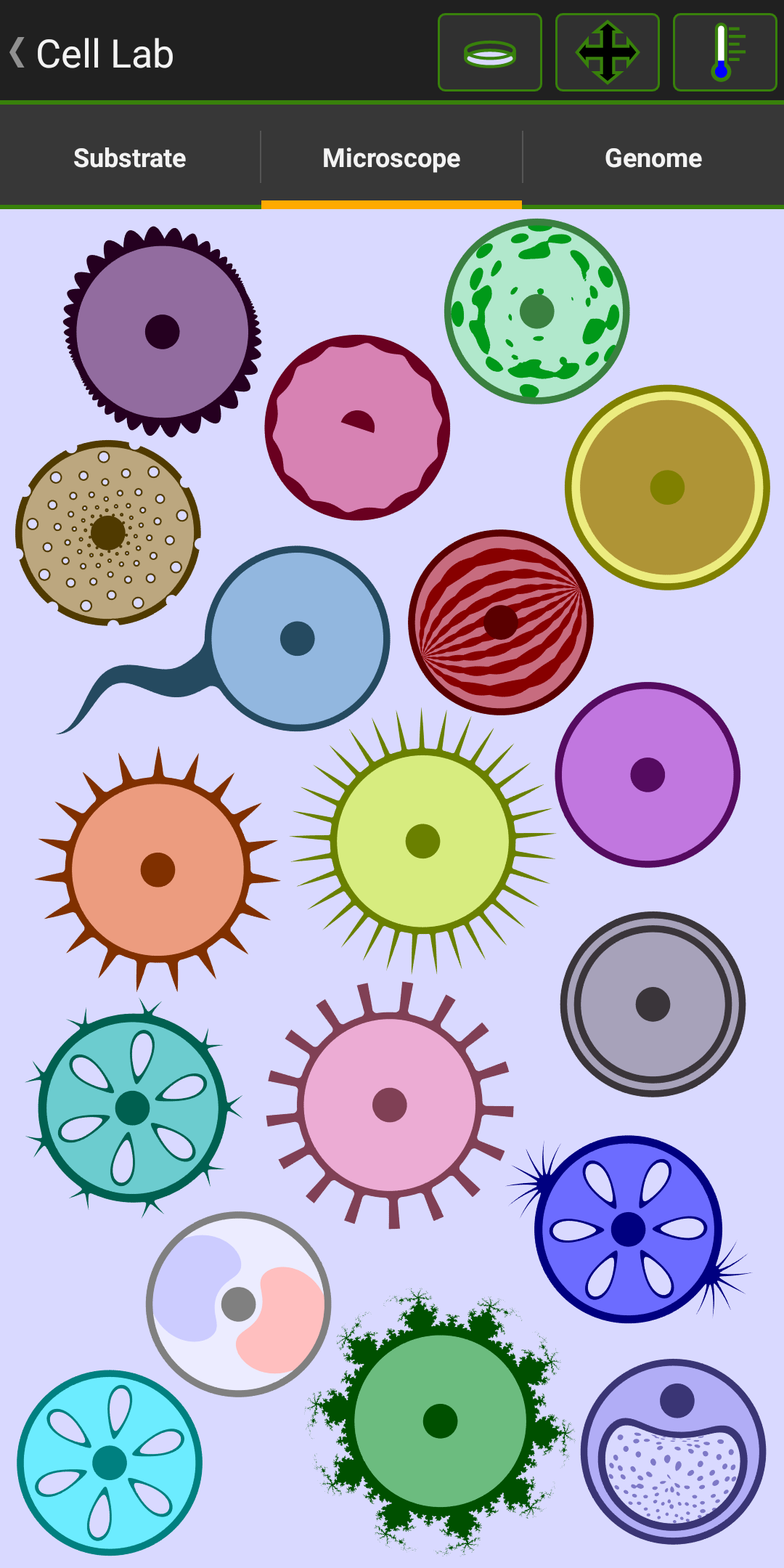Screenshot of Cell Lab: Evolution Sandbox