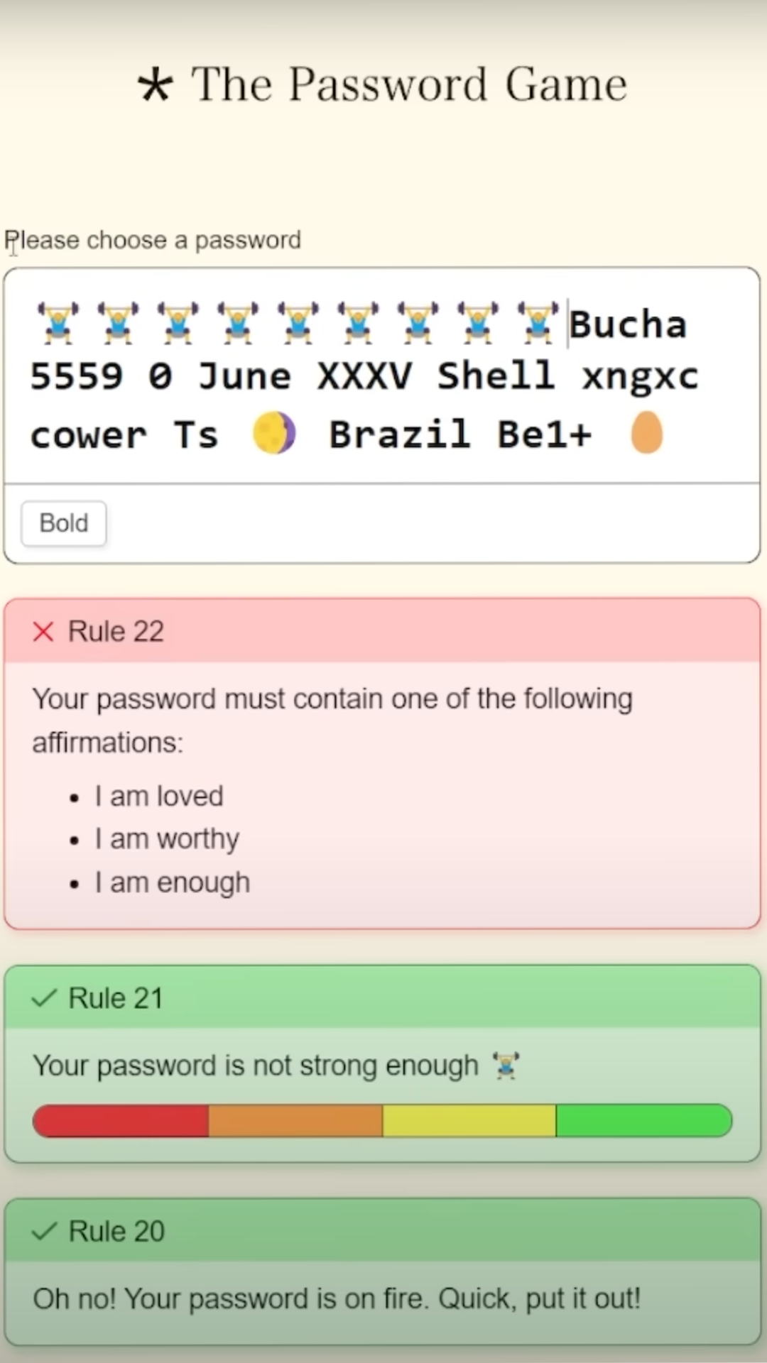 Screenshot of The Password Game