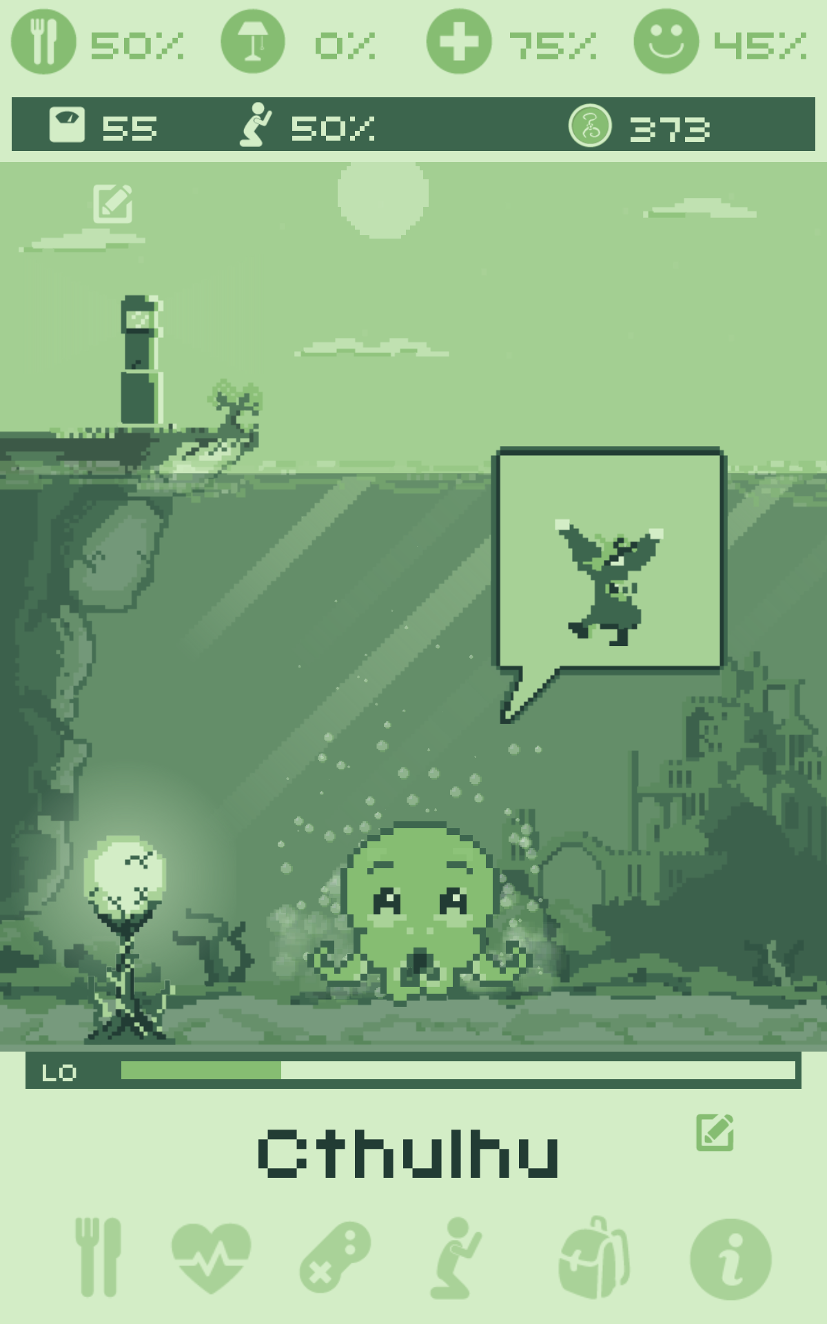 Cthulhu Virtual Pet Game Screenshot