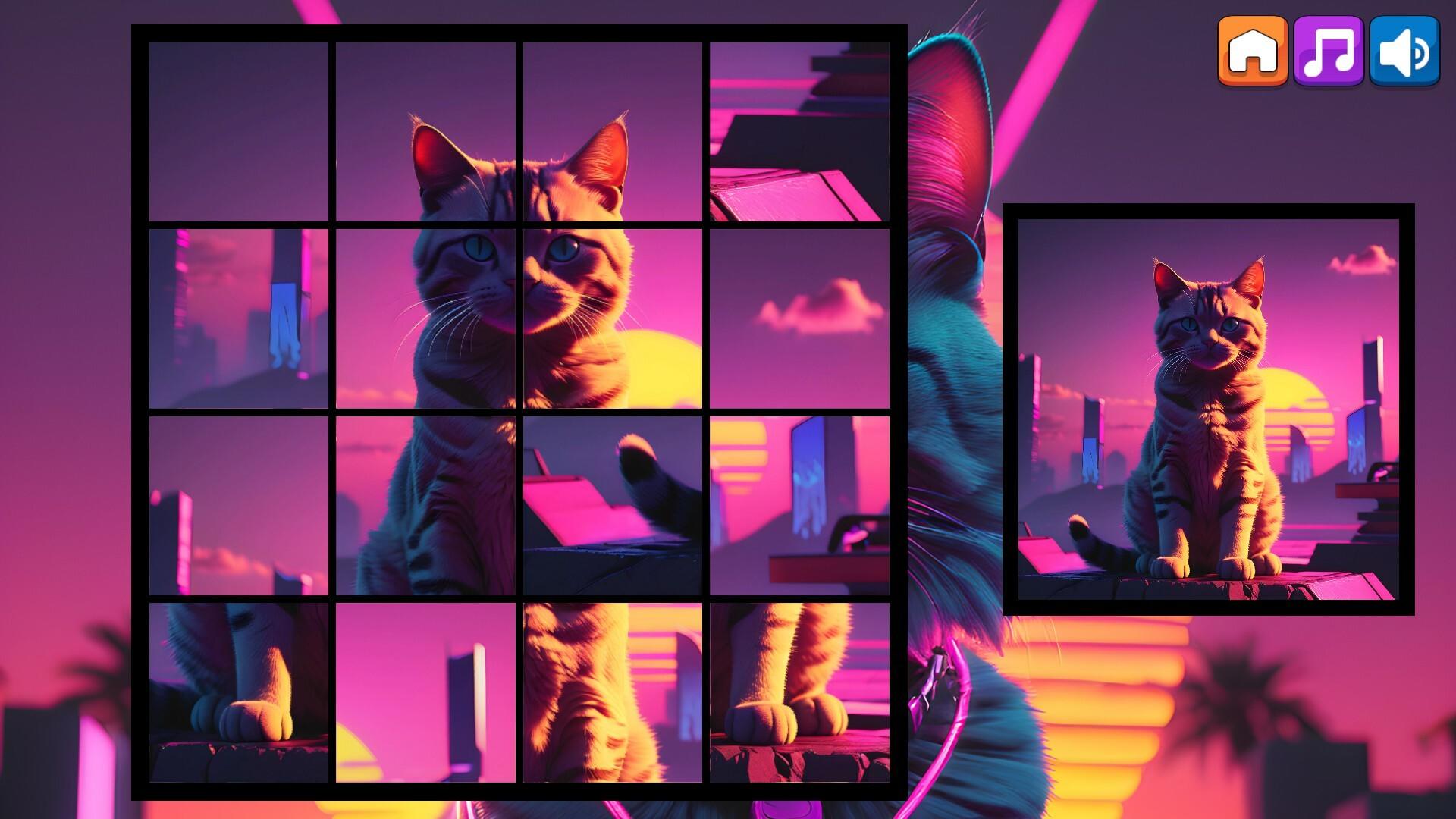 OG Puzzlers: Synthwave Cats ゲームのスクリーンショット