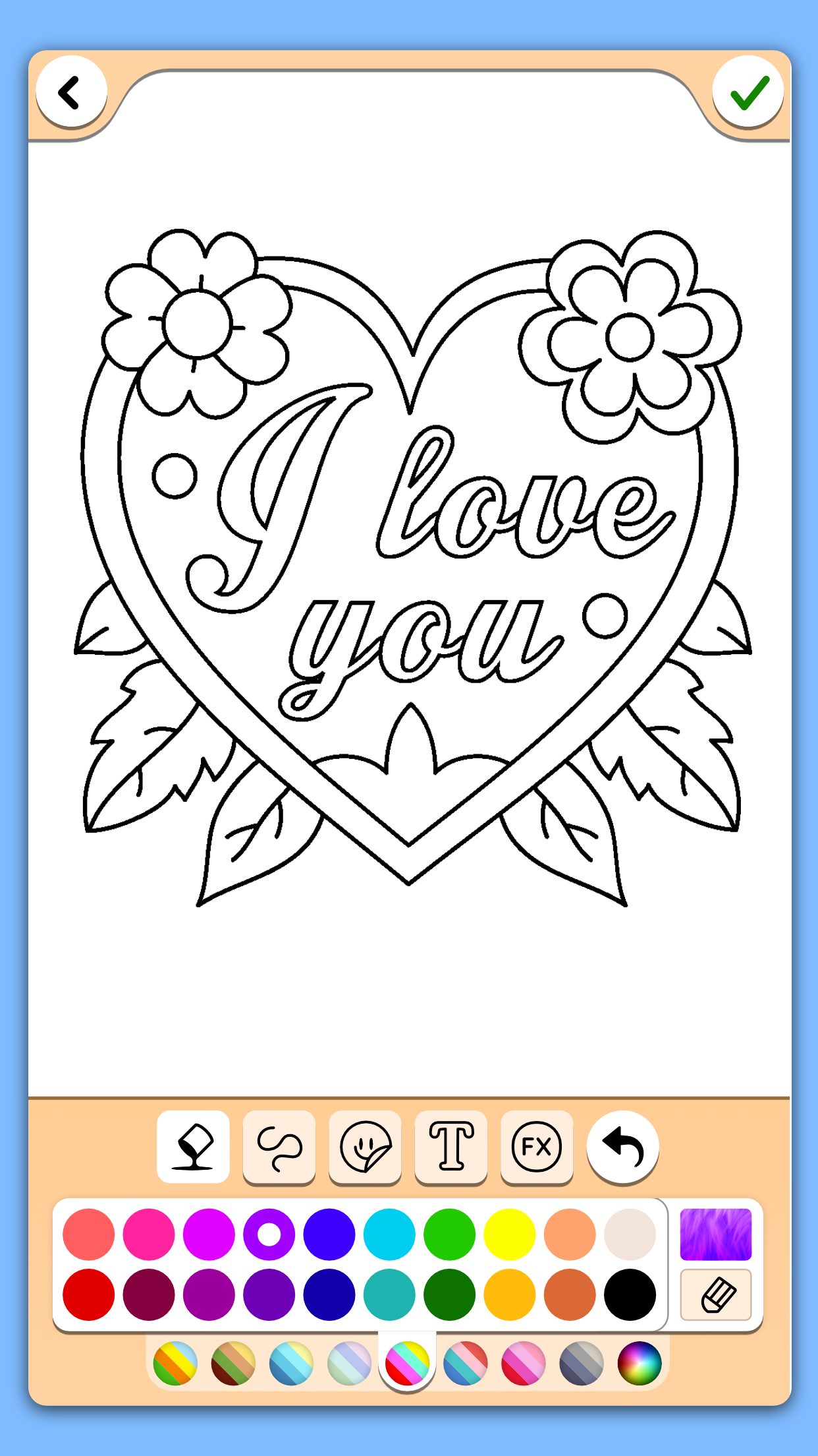 Valentines love coloring book Game Screenshot