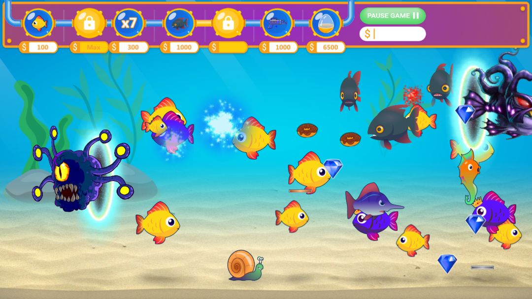 Screenshot of Insane Aquarium Duluxe - Feed Fish! Fight Alien!
