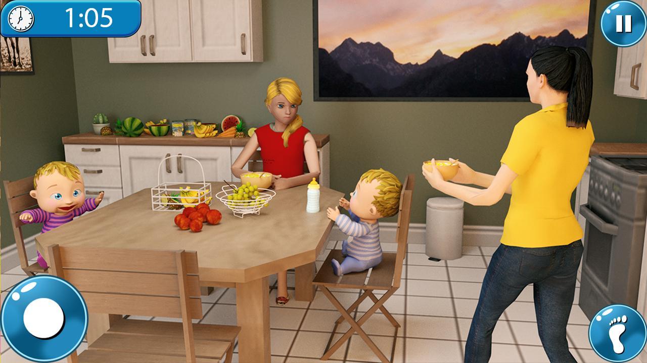 Screenshot 1 of 真正的母親模擬器：新出生的雙胞胎嬰兒遊戲3D 