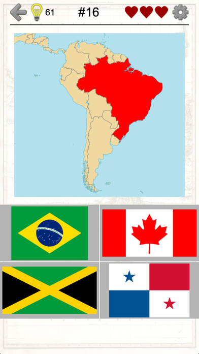 Cuplikan Layar Game American Countries and Caribbean: Flags, Maps Quiz