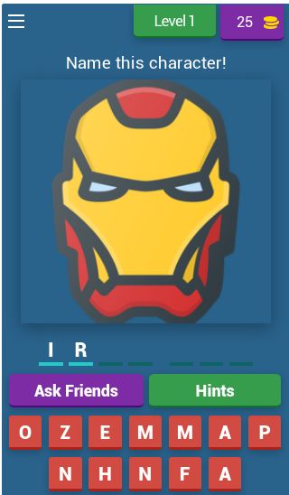 Guess the superhero name Game Screenshot