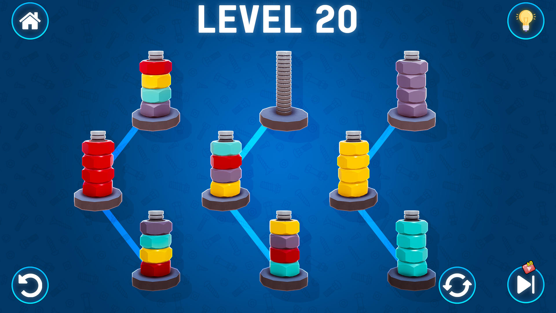 Color Sort Nuts And Bolts Game ภาพหน้าจอเกม