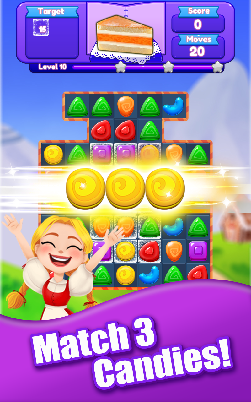 Cuplikan Layar Game Candy Girl - Cute Match 3 Puzzle Game