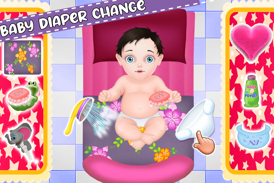 Cuplikan Layar Game Newborn Chic Diaper Change