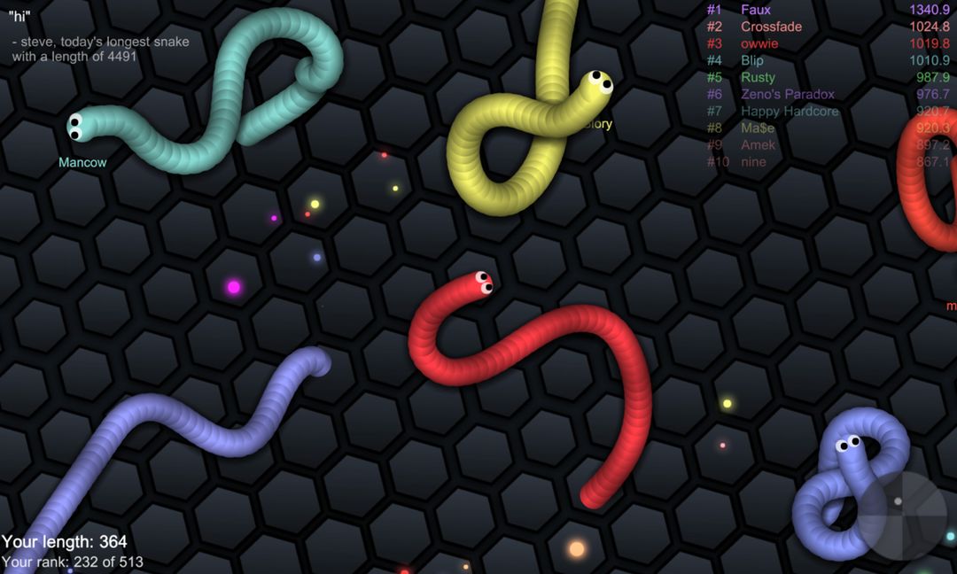 Screenshot of slither.io