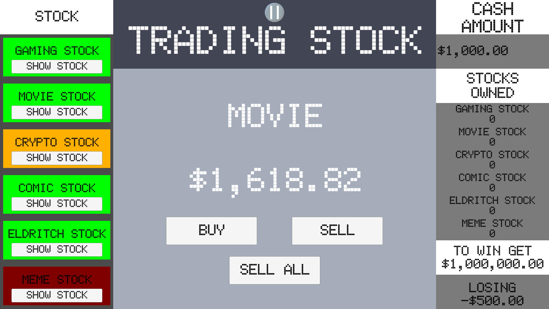 Simple Stock Trading Simulatorのキャプチャ