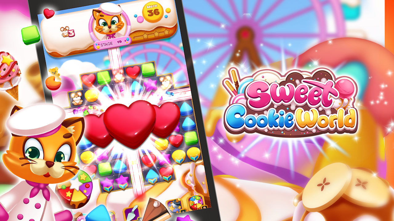 Screenshot 1 of Sweet Cookie World: Quebra-cabeça de combinar 3 1.1.4