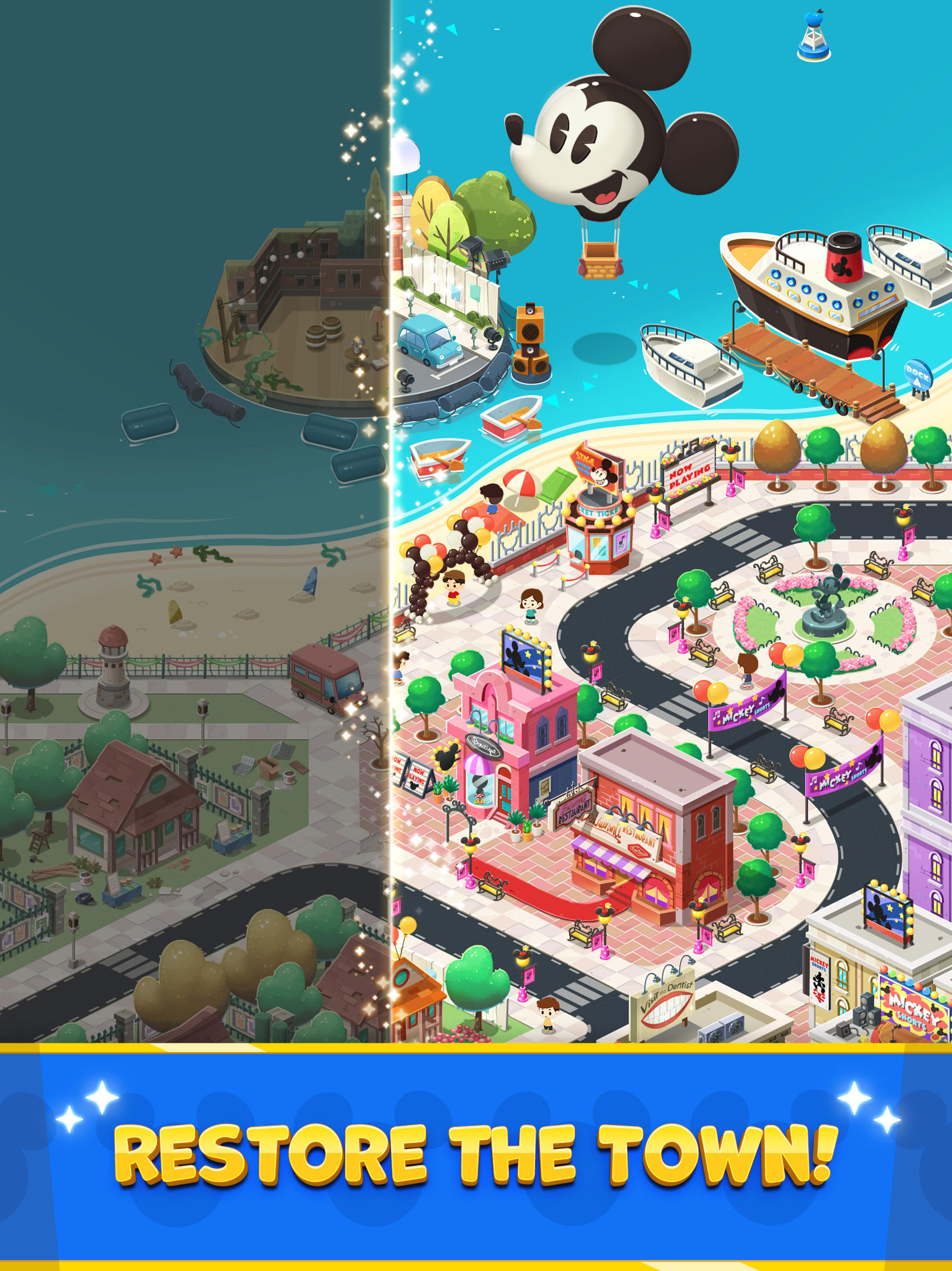 Disney Pop Town! Match 3 Games Game Screenshot