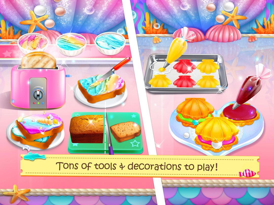 Mermaid Unicorn Cupcake Bakery Shop Cooking Game 게임 스크린 샷