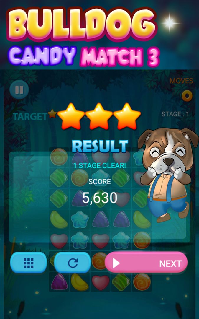 Screenshot of French Bulldog Candy Match 3