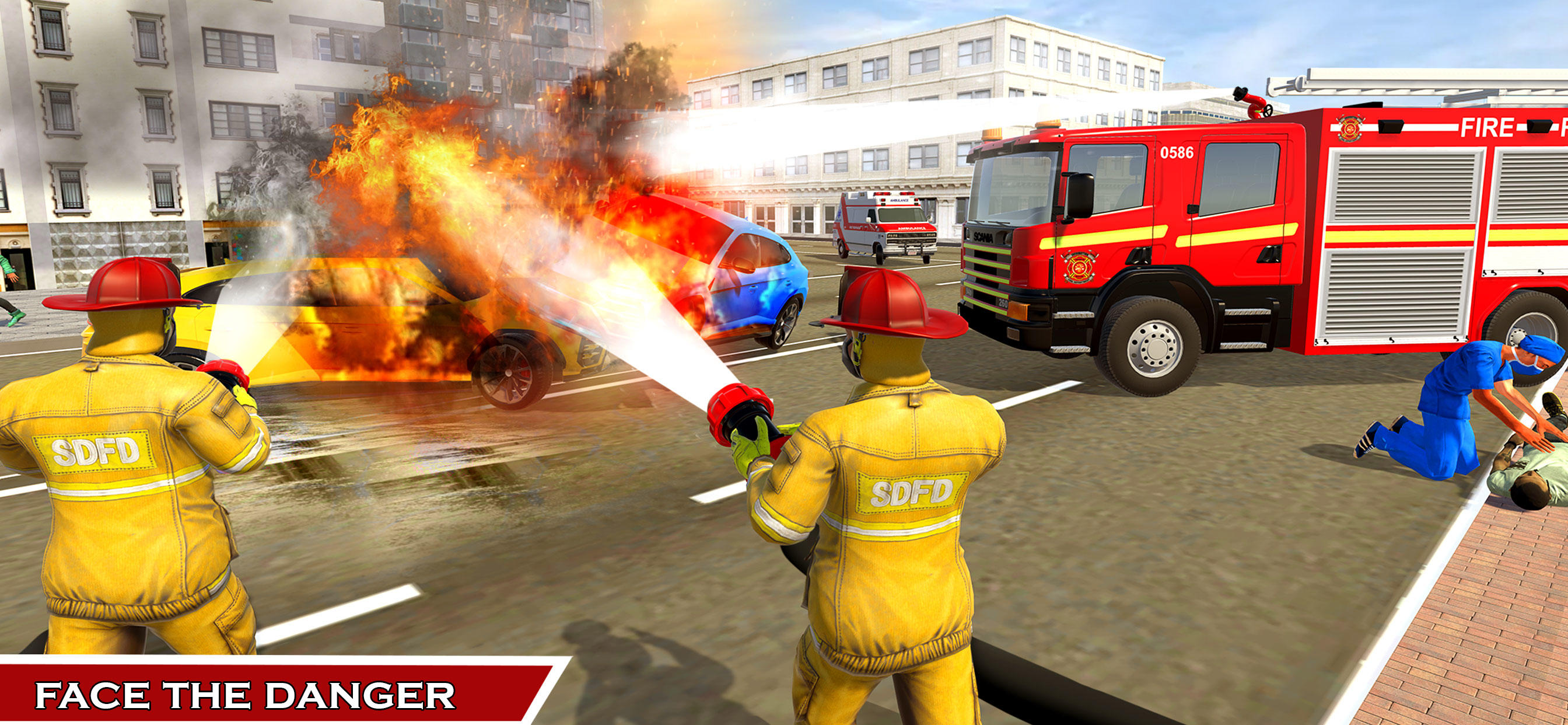 911 Fire Truck Games Simulator Game Screenshot