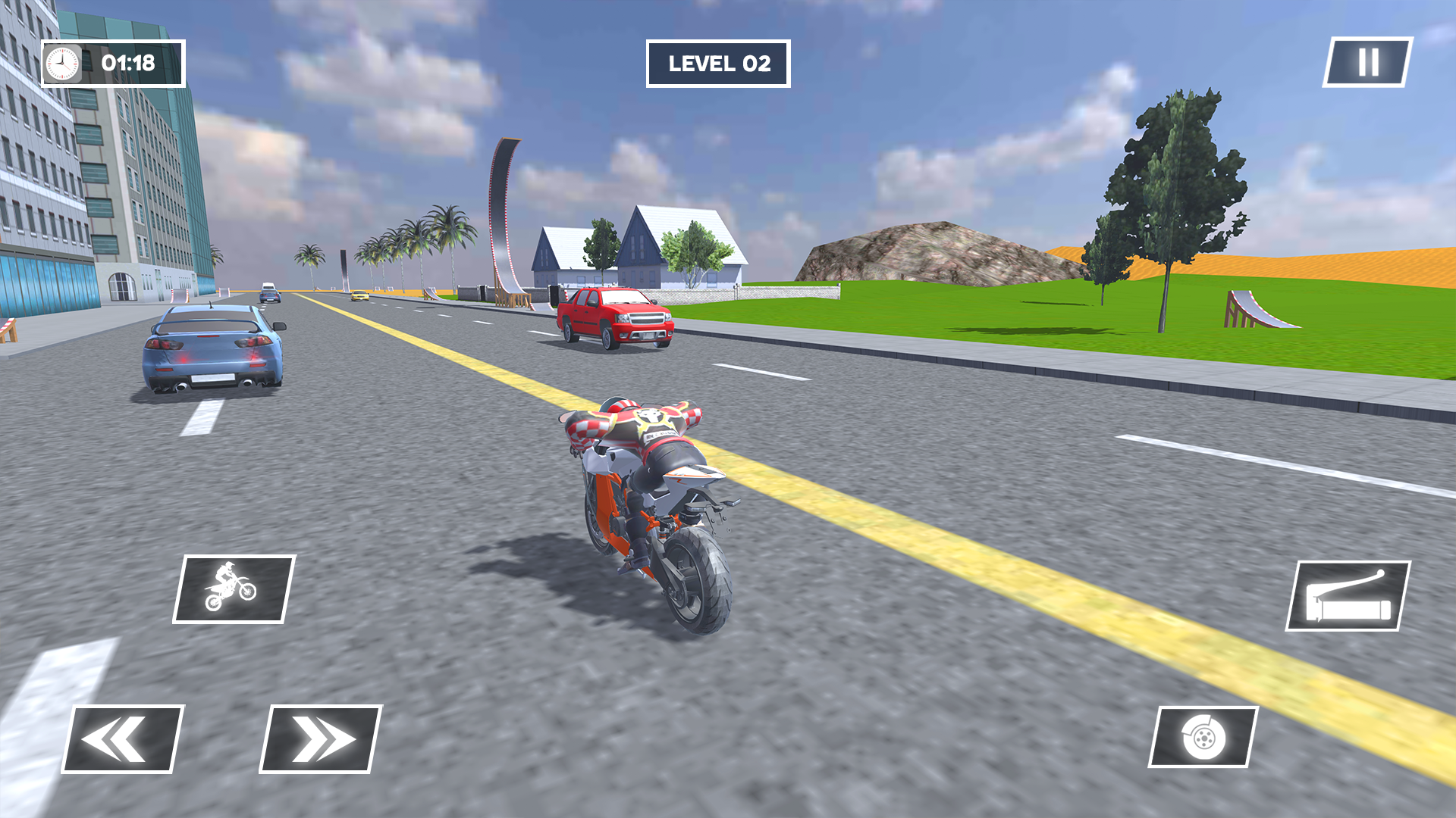 Captura de Tela do Jogo Wheelie Moto Stunt Racing Game