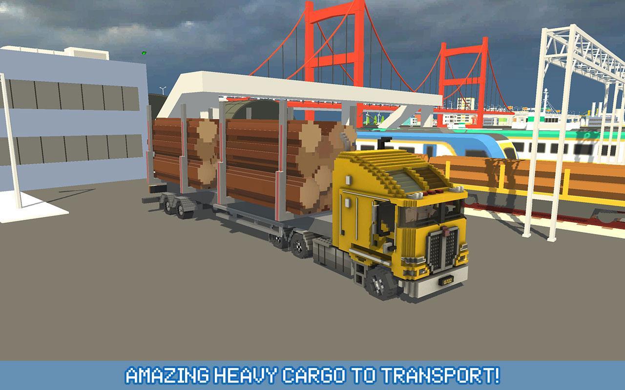 Blocky Truck Urban Transport Game Screenshot