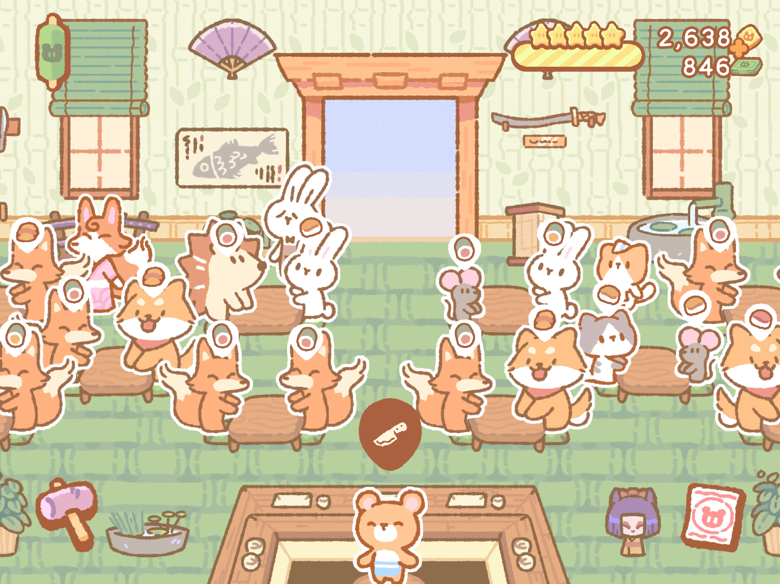 Screenshot of Kuma Sushi Bar - Cute Idle Sim